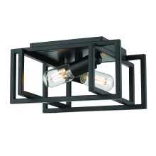 Golden 6070-FM BLK-BLK - Golden Lighting Tribeca 2-light Flush Mount in Matte Black